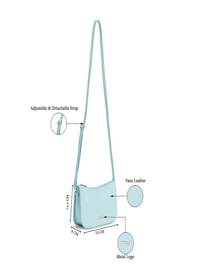 كابريس حقيبة كتف متوسطة الحجم من كابريس كارول للنساء، مزودة بحزام قابل للتعديل وسحاب إغلاق لراحة الارتداء | حقيبة يد متعددة الاستخدامات للاستخدام اليومي والسفر والمناسبات الخاصة (أزرق فاتح) - Image 3